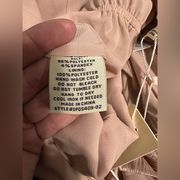 Anthro Du Paradis Cross-Neck Wide Leg Halter Champagne Satin Jumpsuit Sz L - Picture 9 of 10